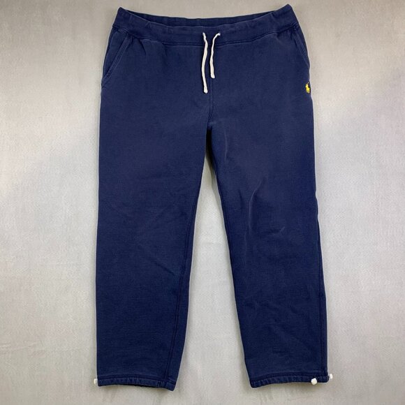 Ralph Lauren Polo Men Sweatpants 2XL Navy Blue Fleece Joggers Drawstring Tapered - Picture 1 of 14